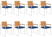 3078549 vidaXL Градински столове 8 бр с възглавници масивно акациево дърво