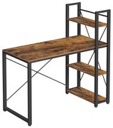 Писмен бюро SOLEA с рафтове, кафяво/черно