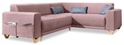 Розов разтегателен/с място за съхранение ъглов диван (десен ъгъл/L форма) Classy Sophie – Miuform