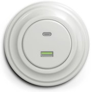 Kliklap - ретро USB розетка A+C с бяла рамка