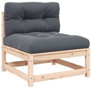 807287 vidaXL Градински среден диван с възглавници борово дърво масив