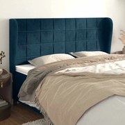 3118020 vidaXL Горна табла за легло с уши, тъмносиня, 183x23x118/128 см кадифе