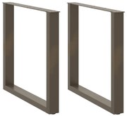 4013195 vidaXL Крака за трапезна маса, U-образни, 2 бр., естествена стомана, 90 x (72-73) см, стомана