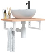 3302356 vidaXL Стенен рафт за мивка, стомана и масивно дърво бук