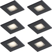 Комплект от 6 модерни вградени прожектора черни, въртящи се и накланящи се IP44 - Qure