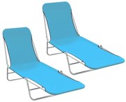 310344 vidaXL Сгъваеми шезлонги, 2 бр, стомана и текстил, сини