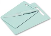 Комплект 2бр дъски за рязане + нож Kesper 30495, Пластмаса, Неръждаема стомана, Мента