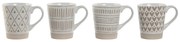 Комплект чаши 4 части Home ESPRIT Бял Бежов Каменинов Boho 360 ml