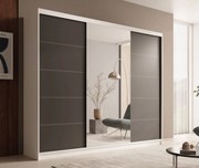 Гардероб Galadriel 250 с плъзгащи врати-Бял-Черен