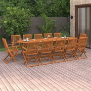 3086979 vidaXL Градински трапезен комплект, 13части, 280x90x75см, акация масив