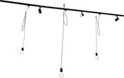 Интелигентна релсова система черна с 3 прожектора и висяща лампа 1-фазен - Cavalux Jeana