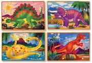 Melissa &amp; Doug - Четири дървени пъзела в кутия - Динозаври