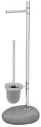 WENKO 19494100 - Четка за WC PEBBLE STONE 23,5x70 cm блясък. хром/сива/сатен