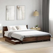 3279941 vidaXL Рамка за легло с чекмедже кафяв дъб 120x200 см инженерно дърво