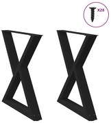 4012728 vidaXL Крака за трапезна маса, 2 бр., черни, 80 x (72-73,3) см, стомана