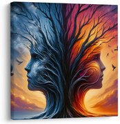 Картина на платно – Лица в короните на дърветата на живота