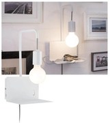 Paulmann 79812 - 1xE27/40W Аплик с полица и USB порт CALVANI 230V бял