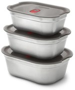 Комплект 3 бр кутии за храна Black+Blum Meal Prep FBSS-BX-PACK1, 0.6/0.9/1.2 l, Правоъгълни, Подходящи за фурна, Без BPA, Неръждаема стомана, Сив