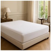 Бял еластичен чаршаф от памук Renforcé 200x140 cm Ranforce – Mila Home Luxury