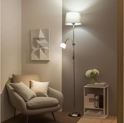 Brilagi - Подова лампа CERIA 1xE27/100W/230V + 1xE14/25W матов хром/сива