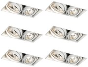 Комплект от 6 вградени спота бели GU10 50mm 2-Light Trimless - Oneon