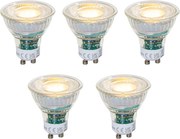 Комплект от 5 димируеми прозрачни GU10 LED крушки 50 мм 2.5W 450 lm 2700K