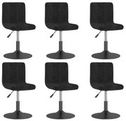 3087489 vidaXL Въртящи се трапезни столове, 6 бр, черни, кадифе