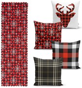 Комплект от 4 коледни калъфки за възглавници и покривка за маса "Снежинка - Minimalist Cushion Covers