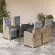 3212587 vidaXL Градински комплект с възглавници, 5 части, бежов полиратан