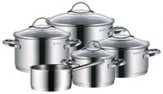 Комплект тенджери WMF Provence Plus 5, 9 части, Неръждаема стомана 18/10, Многослойно TransTherm дъно, Индукция, Сребрист