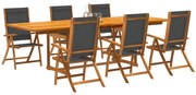 3279264 vidaXL Градински трапезен комплект, 7 части, акация масив и textilene