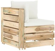 3074497 vidaXL Секционен ъглов диван с възглавници, зелено импрегнирано дърво