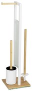 Стоманена поставка за тоалетна хартия стойка с четка в бял и естествен цвят Rivalta – Wenko