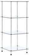 249505 vidaXL Етажерка с 4 рафта, прозрачна, 40x40x100 см, закалено стъкло