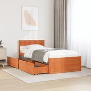 846791 vidaXL Рамка за легло без матрак, восъчнокафяв, 100x200 см, бор масив