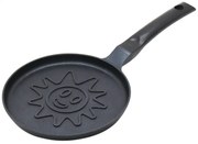Тиган за палачинки Klausberg KB 7972, 18 см, Релефно дъно със слънце, Незалепващо покритие, Без PFOA, Индукция, Черен