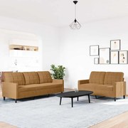 3278398 vidaXL Комплект дивани от 2 части с възглавници, кафяв, кадифе