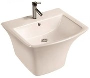 Мивка за баня ICC 5345MW, Inter Ceramic, с полуконзола, стенен монтаж, с отвор за смесител и преливник, порцелан, бял мат, 53x46x39см