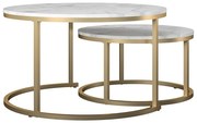 Бели/златисти кръгли масички за кафе в комплект от 2 бр. от декор от мрамор ø 79 cm Amelia – CosmoLiving by Cosmopolitan