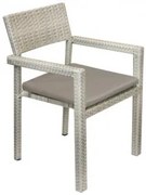 Ратанов стол с подлакътник - сива възглавница