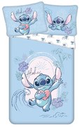 Синьо единично памучно детско спално бельо 140x200 cm Lilo and Stitch "Wave" – Jerry Fabrics