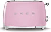 Тостер за хляб SMEG 50's Style TSF01PKEU, 950W, 2 филии, 6 нива, Тавичка за трохи, Вграден кабел, Неръждаема стомана, Розов