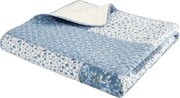 Синьо памучно капитонирано покривало за легло 220x230 cm Floral Patchwork – Bianca