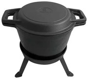 Чугунен котел за готвене 3в1 Kinghoff KH 1733, С грил плоча, Ловджийски, 8 литра, Черен