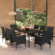 3099334 vidaXL Градински трапезен комплект възглавници 9 части черен