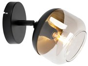 Дизайнерски прожектор черен със злато и опушено стъкло - Kyan