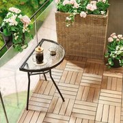 Полукръгла балконска маса - стъклена с метална конструкция