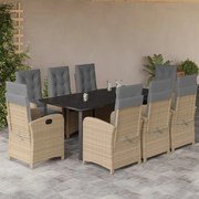 3212409 vidaXL Градински комплект с възглавници 9 части бежов микс полиратан