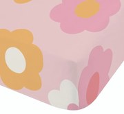 Розов еластичен единичен детски чаршаф 90x190 cm Retro Daisy – Catherine Lansfield