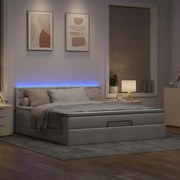 3312496 vidaXL Османска легло с матрак и LED, таупе, 180x200 см, плат